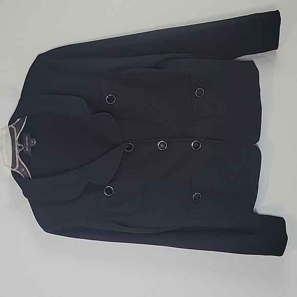 St. John Four Pocket Enamel Button Blazer Black 14 - Picture 1 of 5